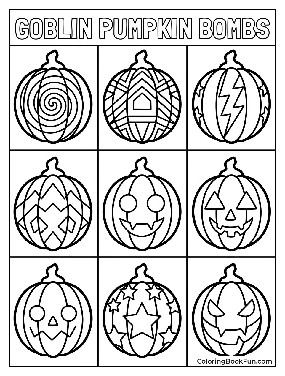 Grid Of Pumpkin Bomb Designs