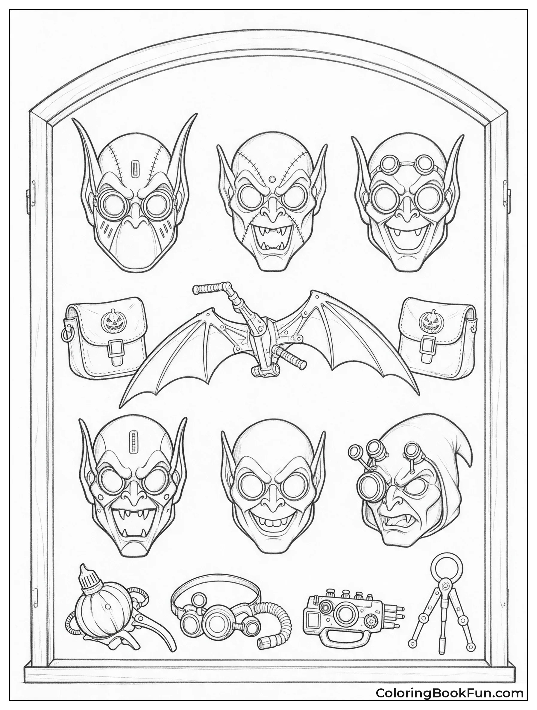 Wall Of Masks And Gadgets