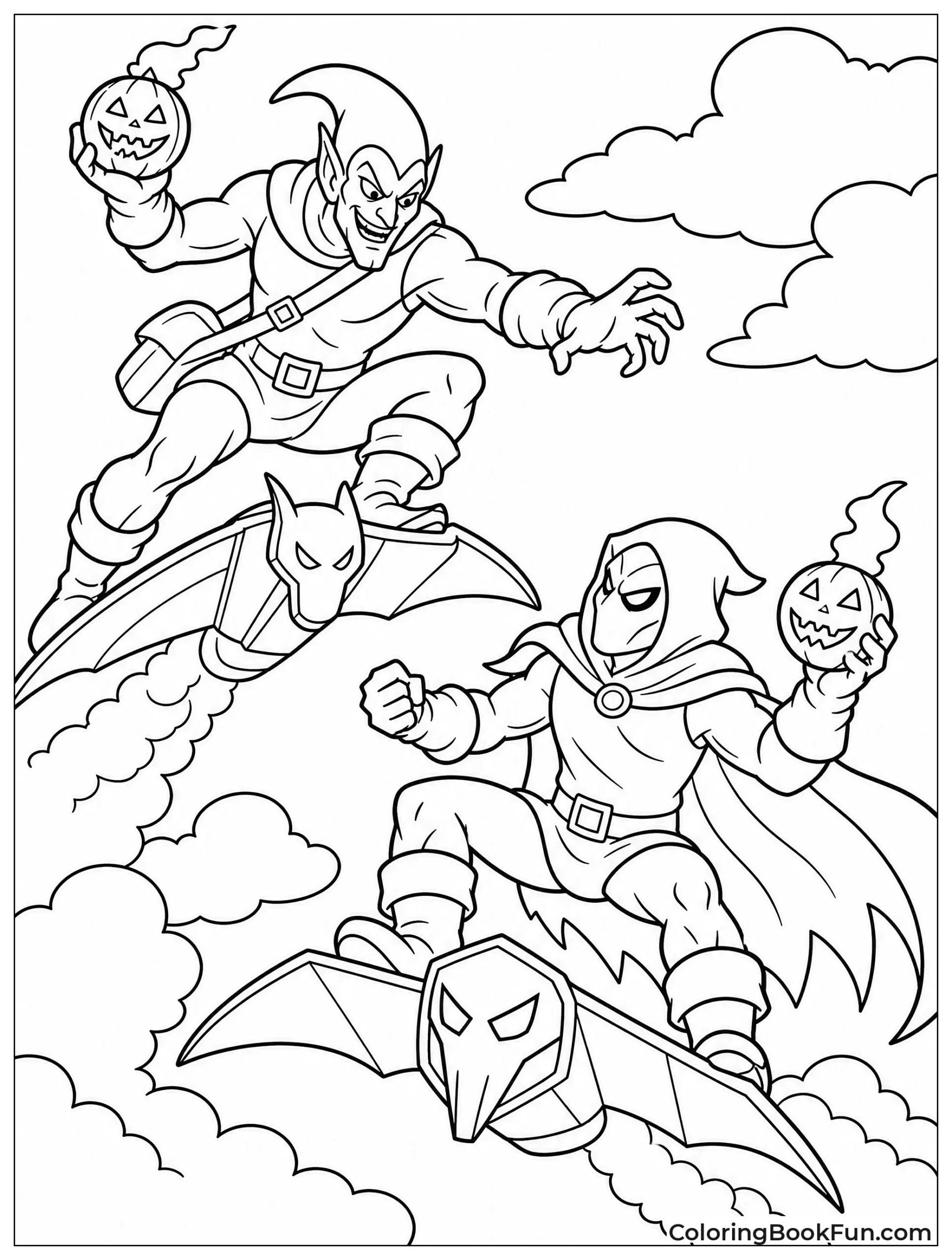 Goblin Fighting Hobgoblin In Clouds