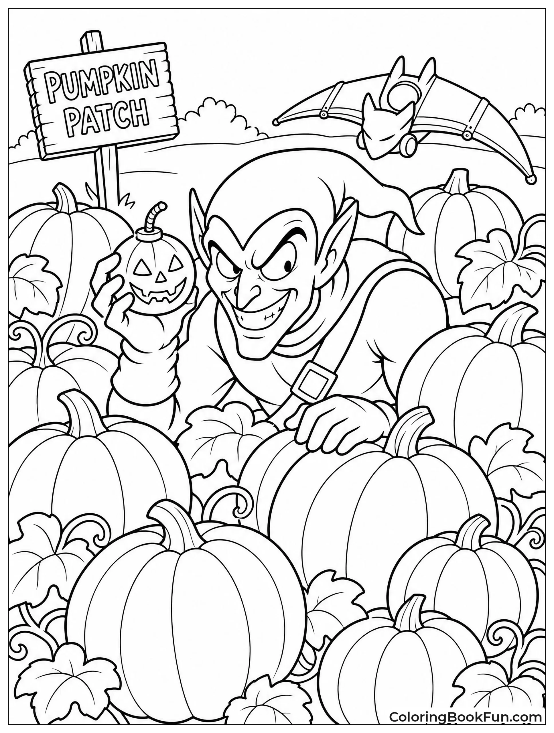Goblin Hiding In Pumpkin Patch