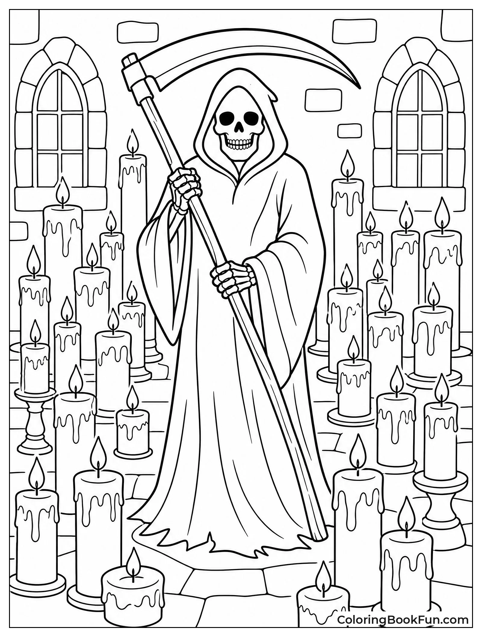 Reaper Surrounded by Flickering Candles