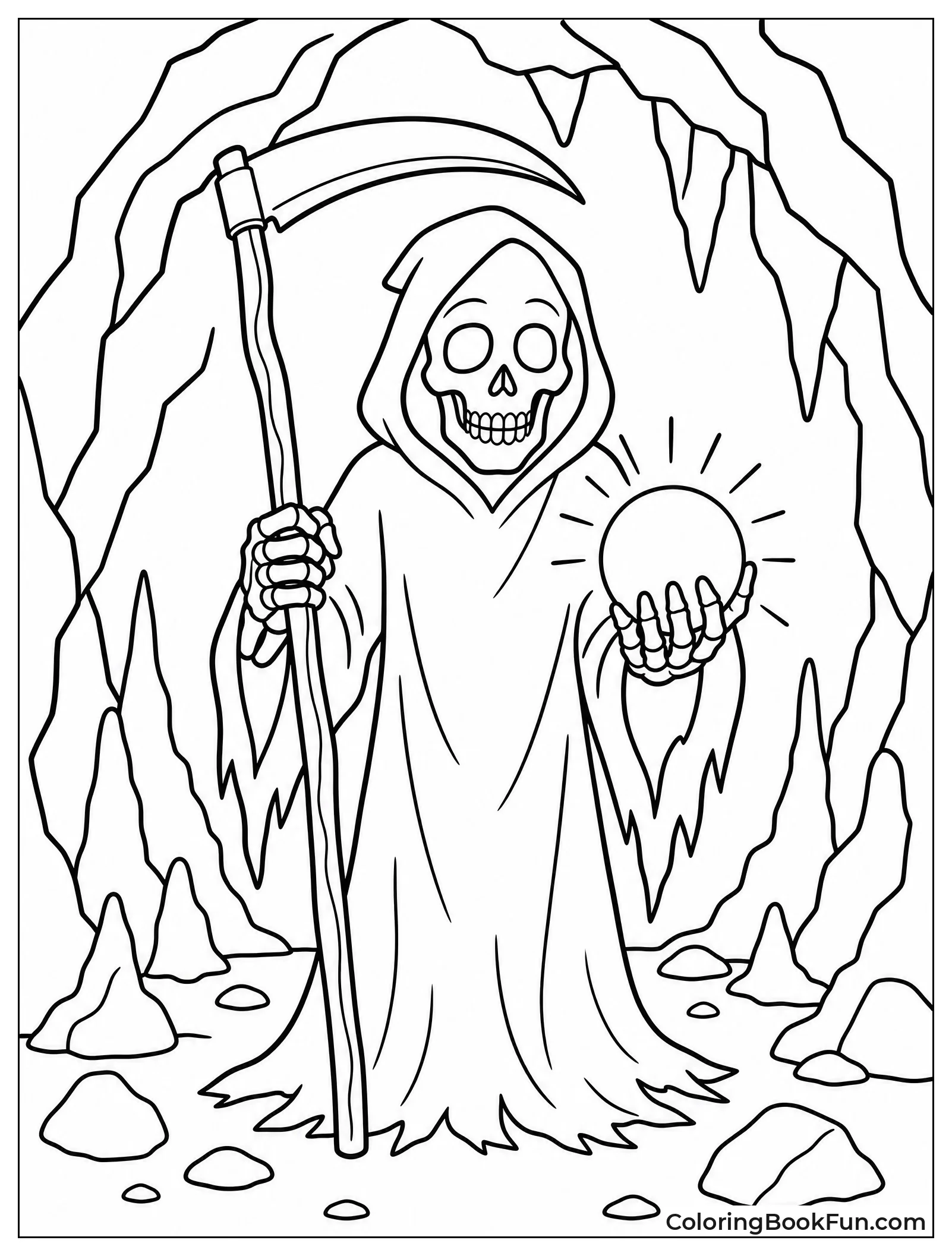 Reaper Holding Glowing Orb in Cave