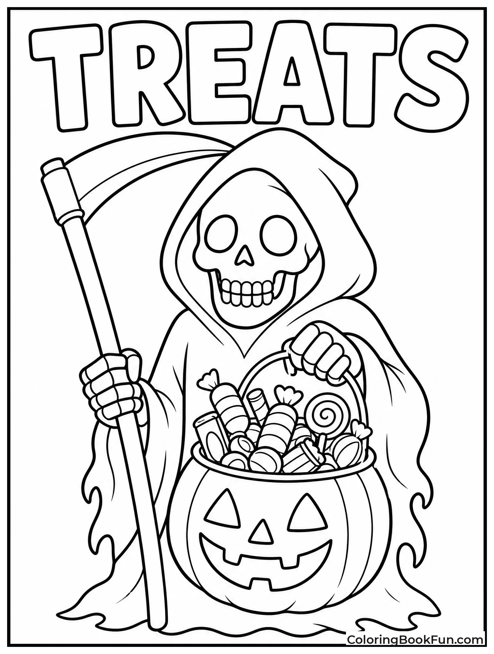 Reaper with Bucket of Halloween Candy