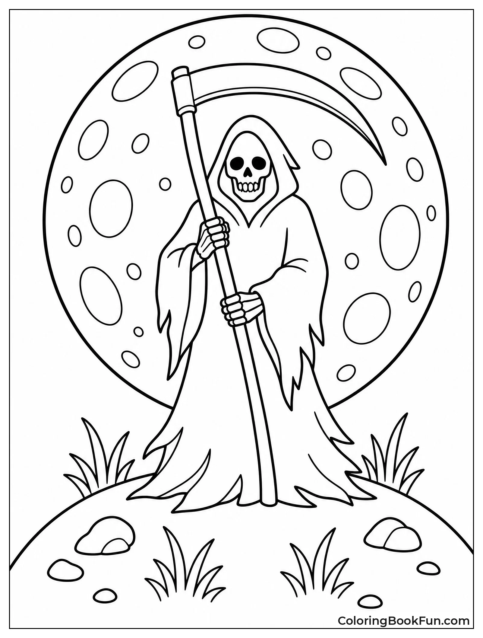 Reaper Silhouette Under Harvest Moon