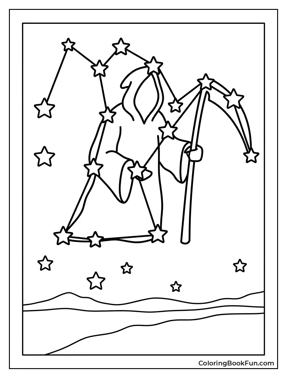 Stars Connected into Reaper Shape