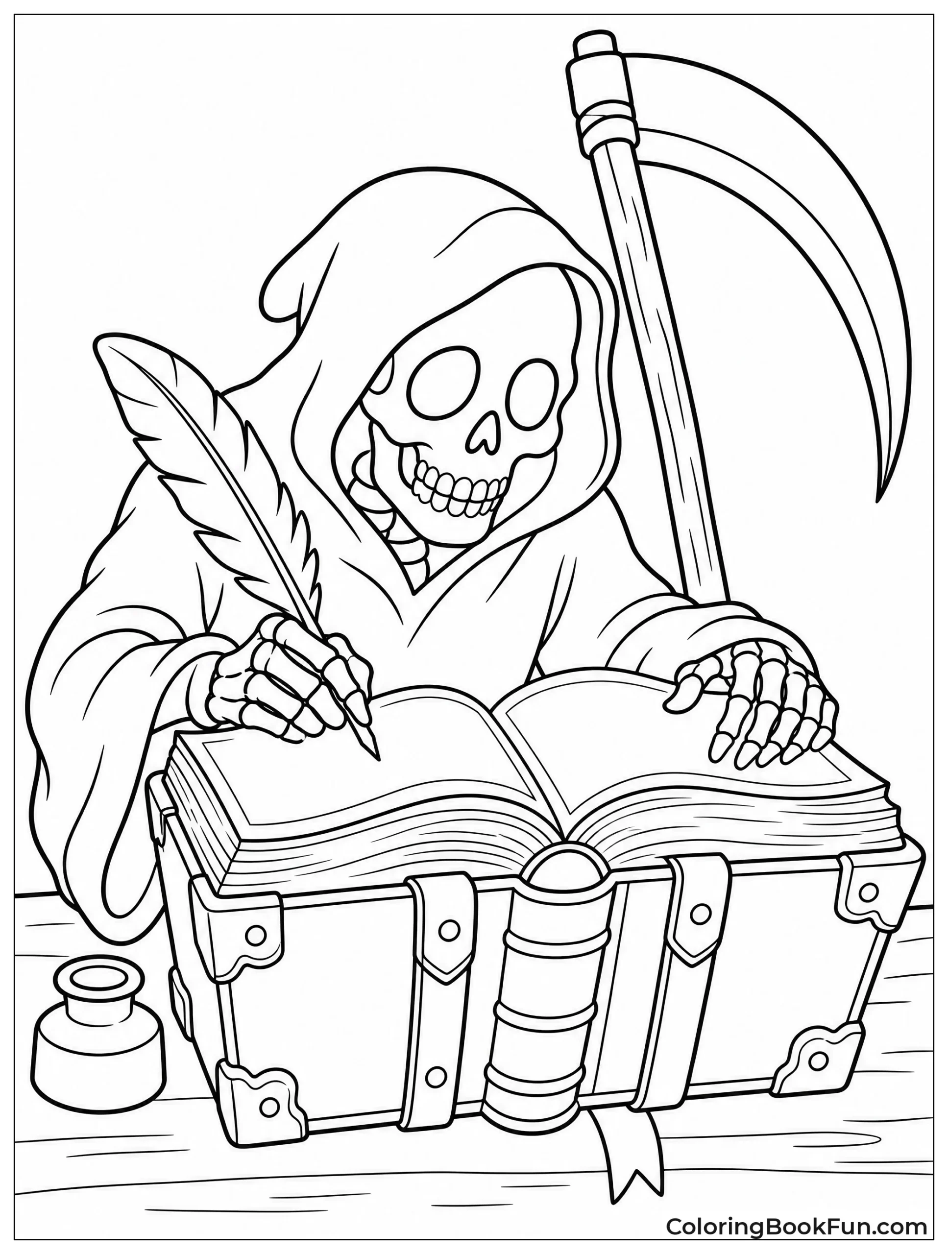 Reaper Writing in Ancient Ledger