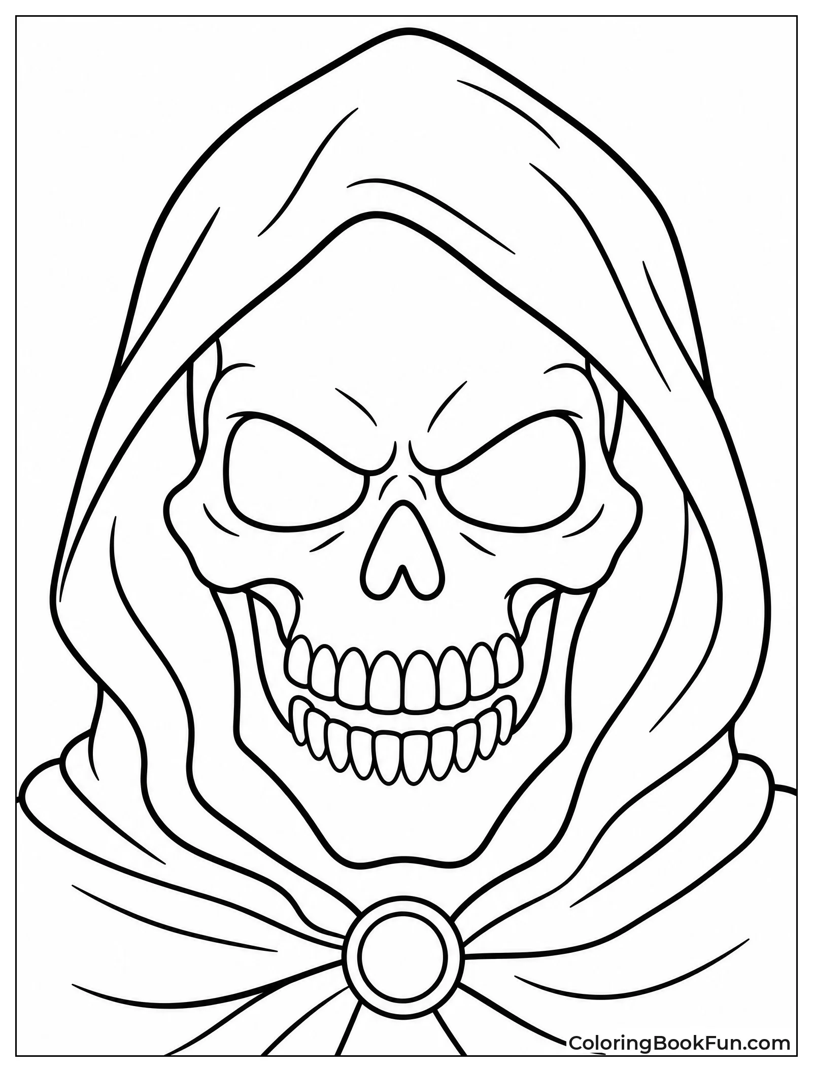 Skull Peeking from Dark Hood