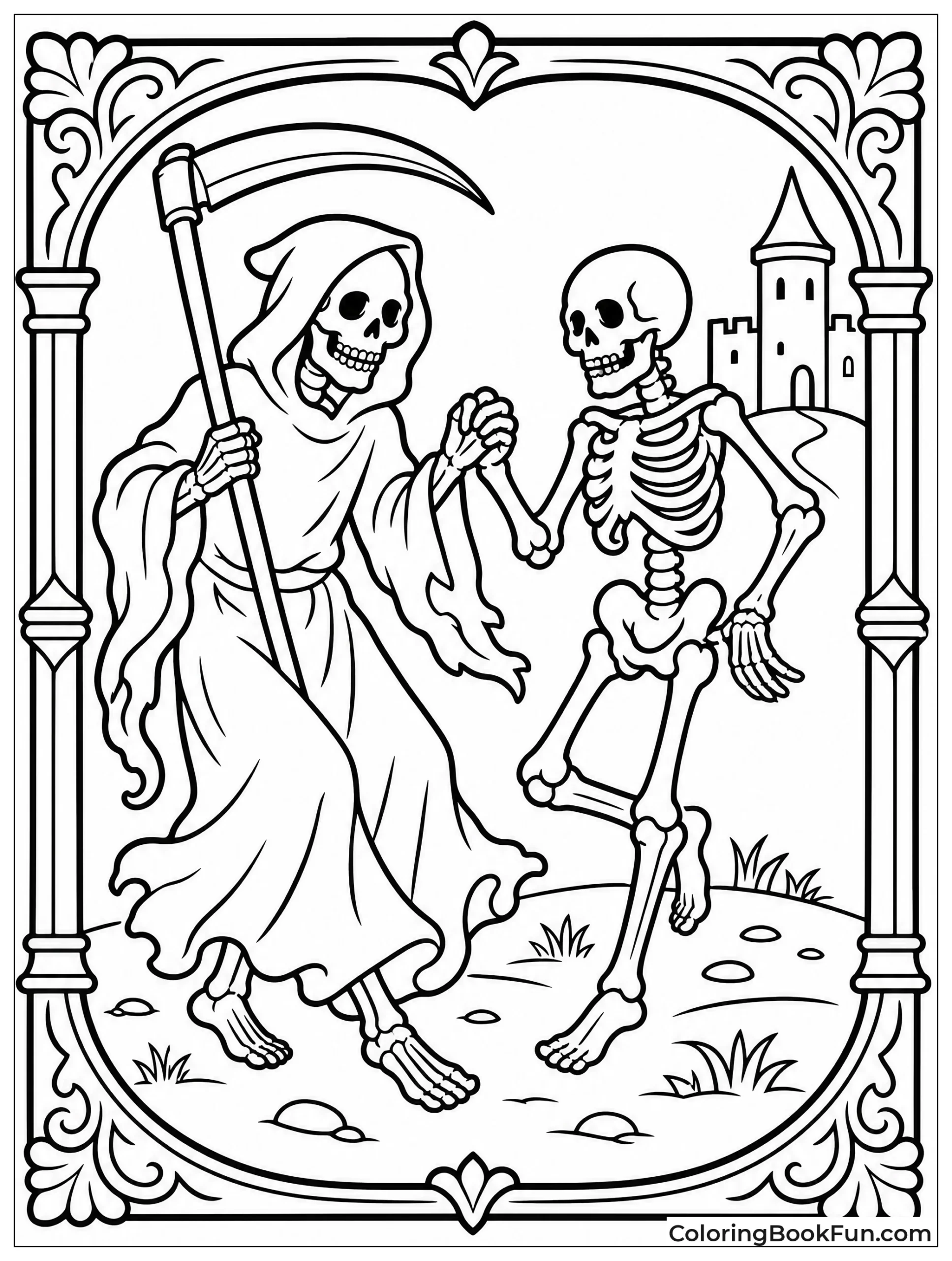Medieval Woodcut of Grim Reaper