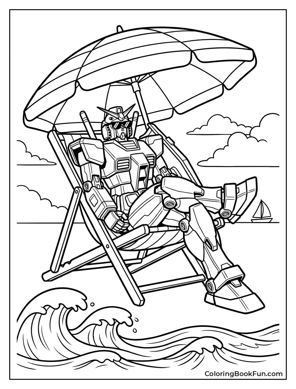 Gundam Relaxing on Beach Chair