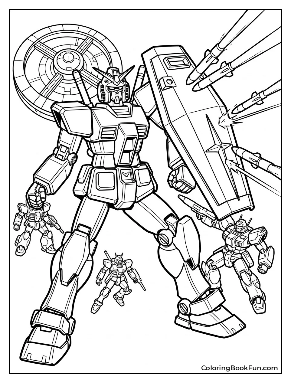 Gundam Shielding Colony from Missiles