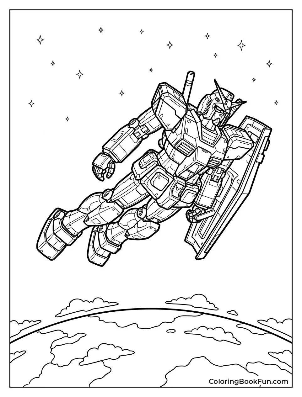 Gundam Floating above Earth