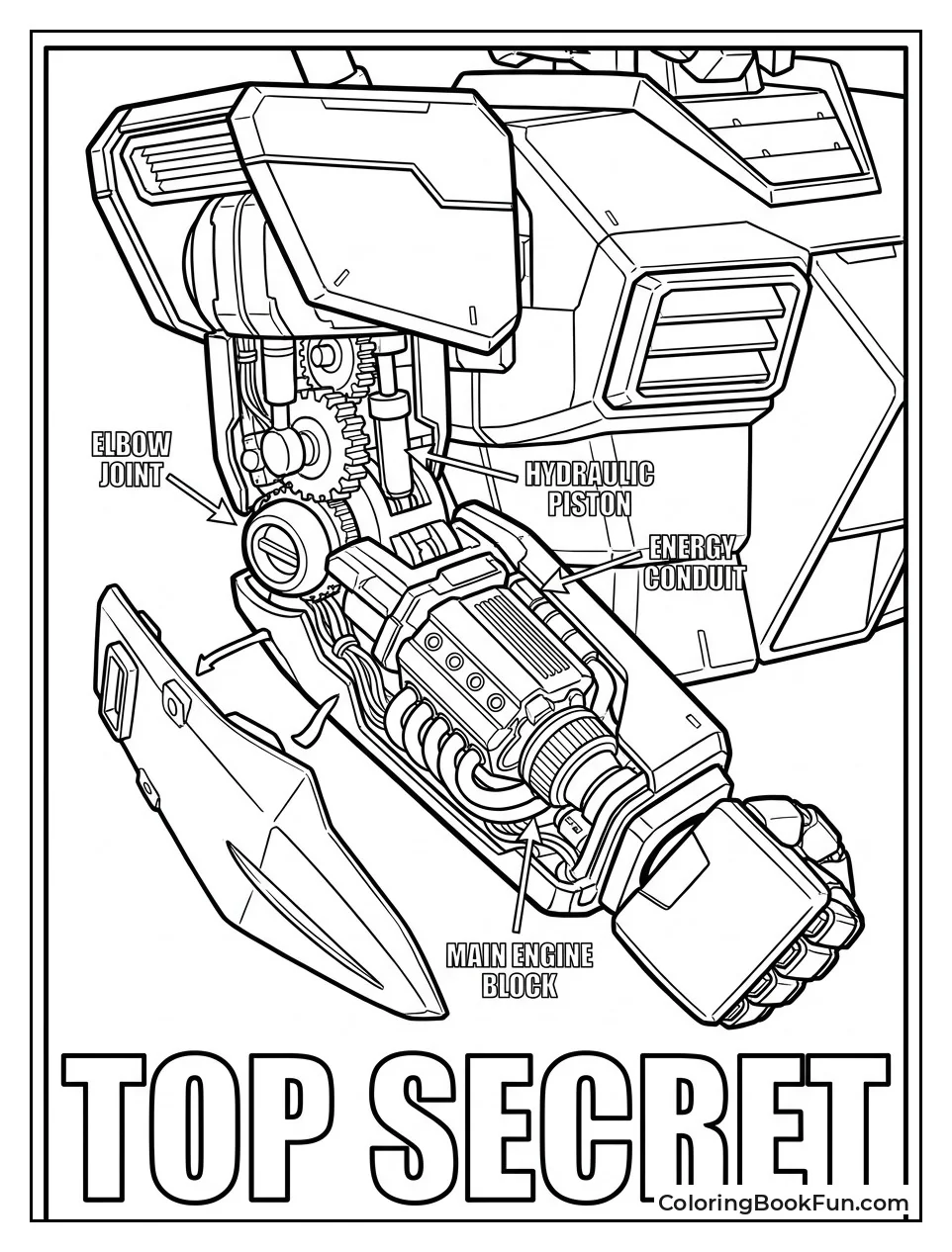 Blueprint of Gundam Arm Parts