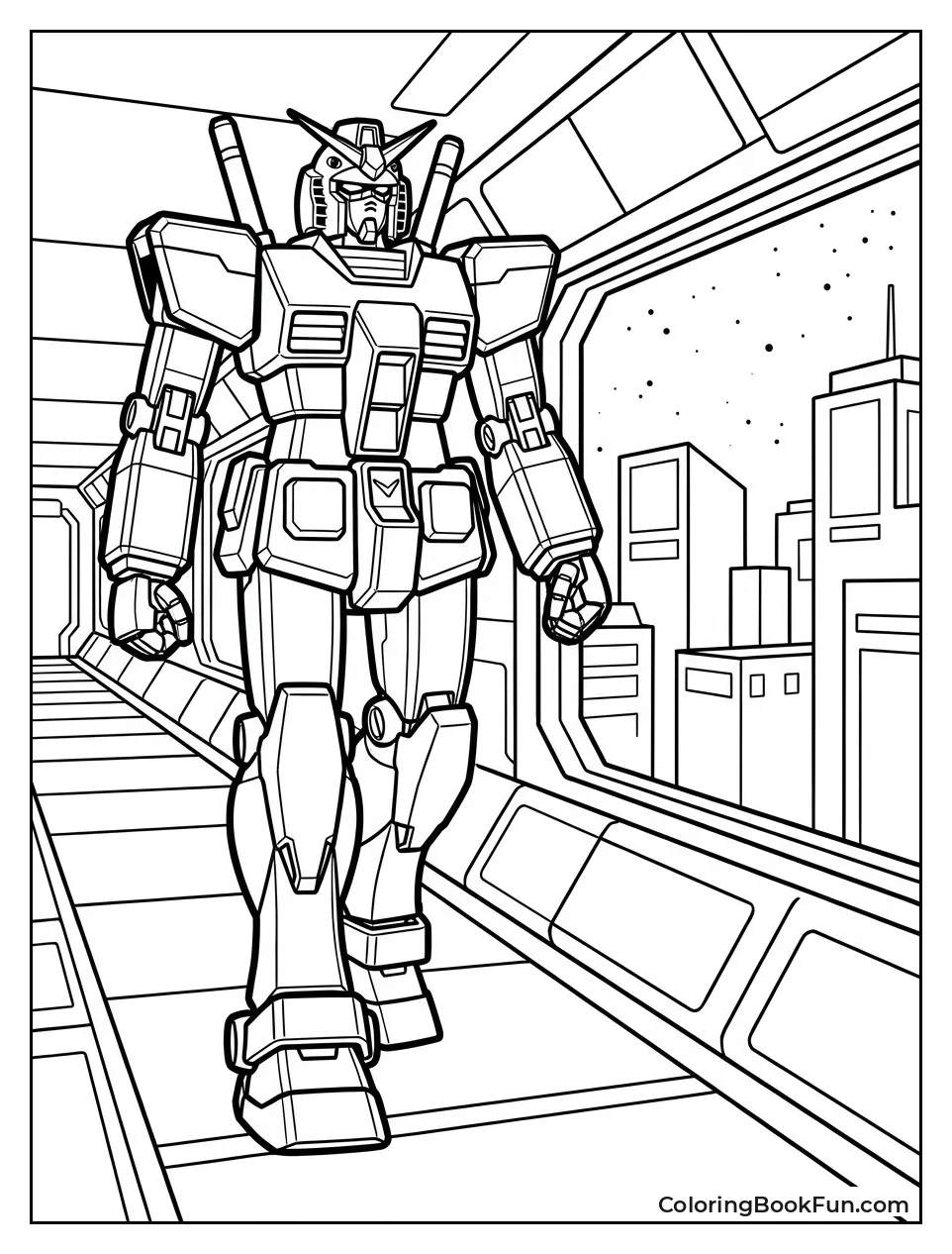 Gundam Walking through Space Colony