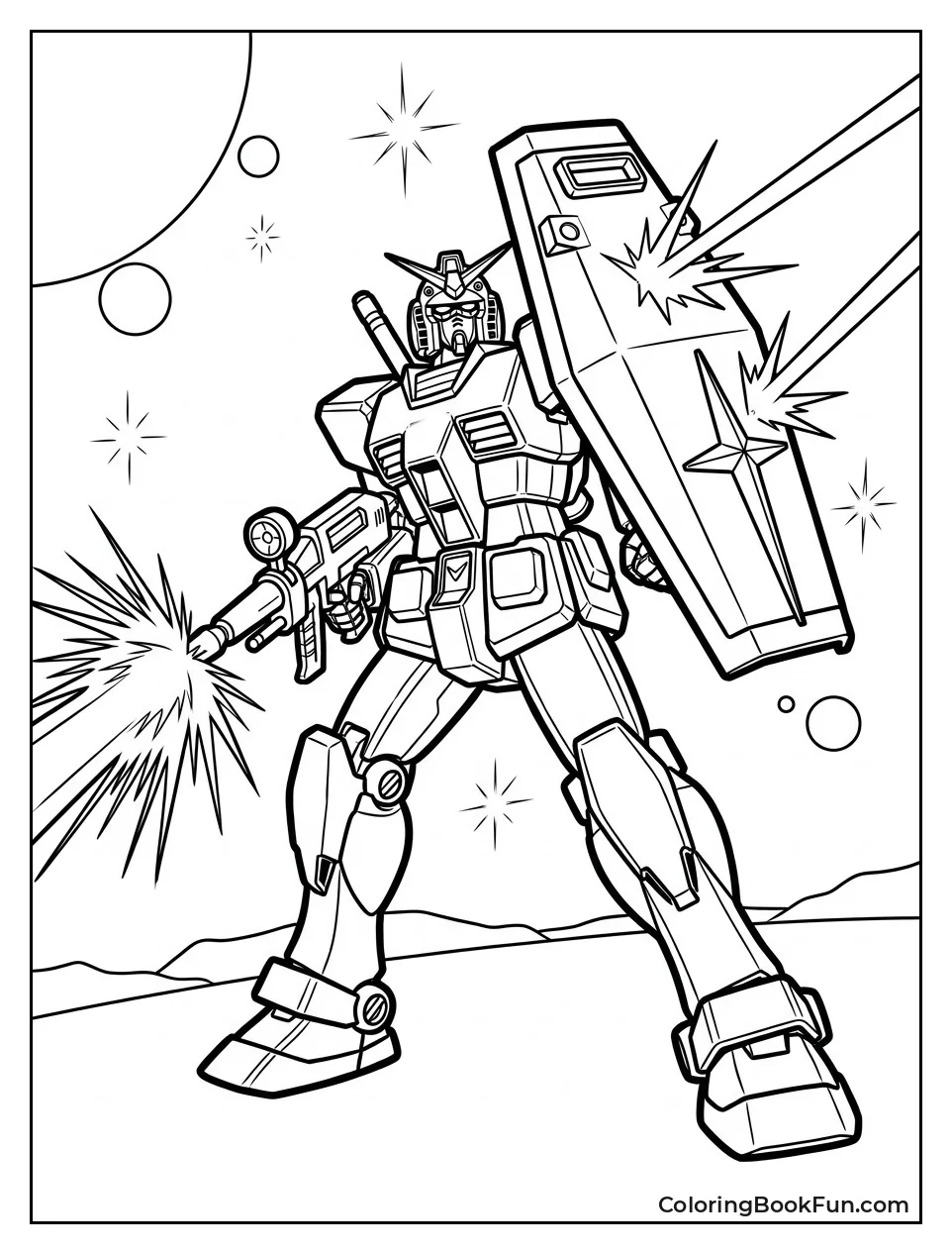 Gundam Blocking Shots with Shield