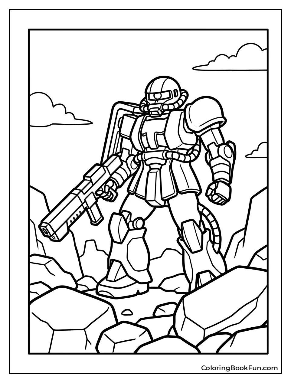Simple Zaku Walking on Rocks
