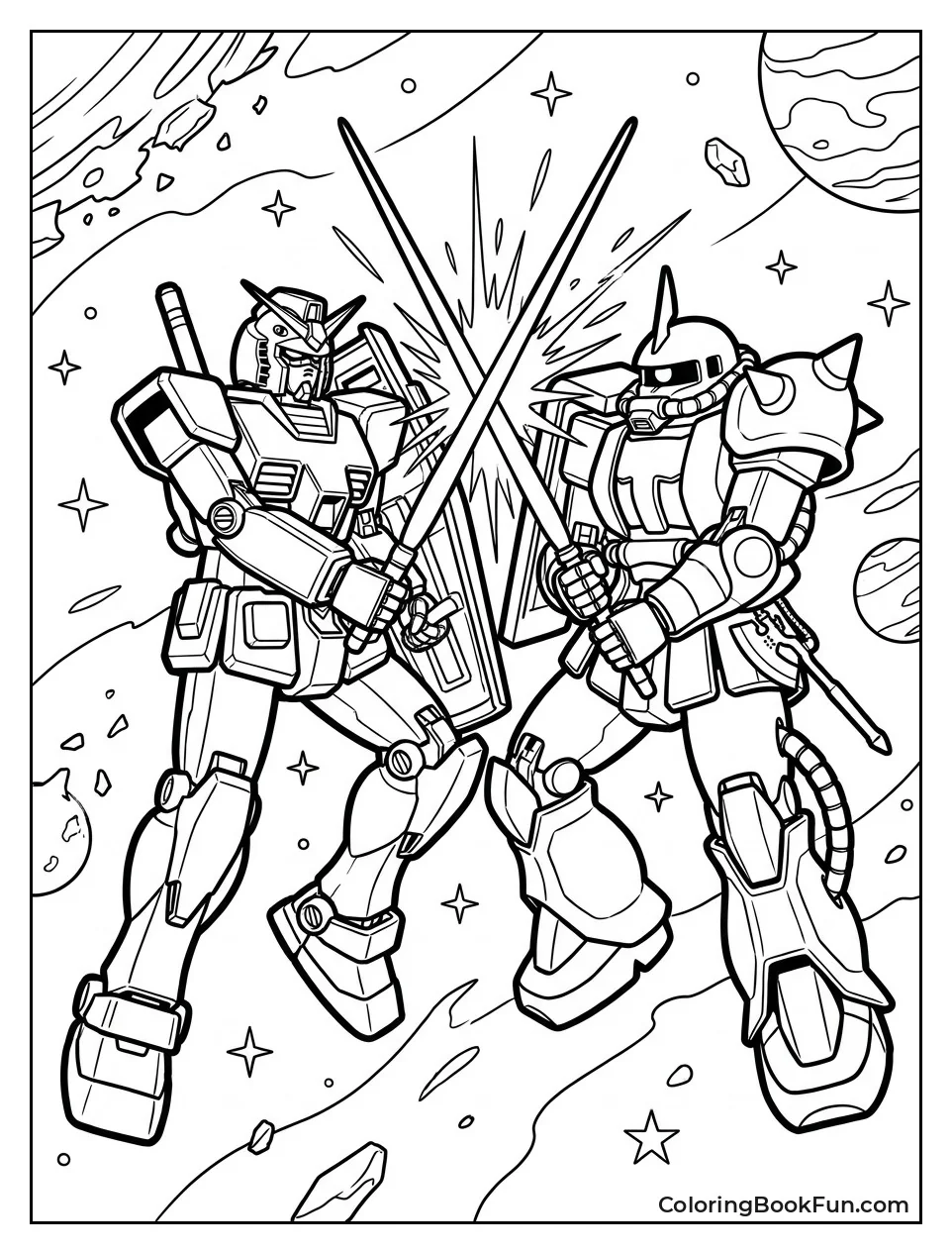 Gundam Clashing Sabers with Zaku