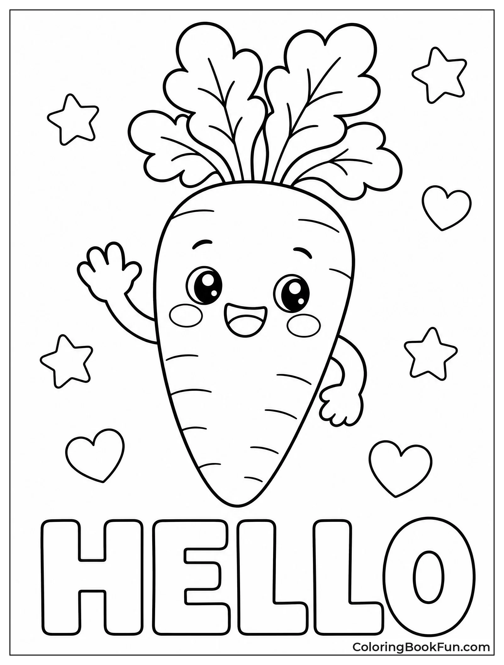 Kawaii Carrot Waving Hello