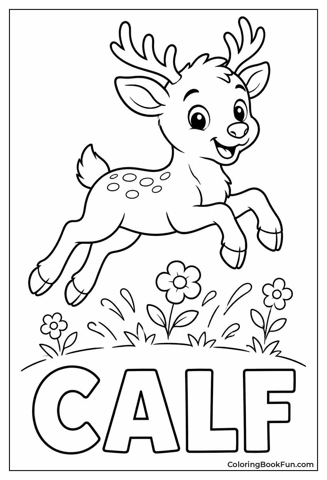 Happy Calf Leaping in Air