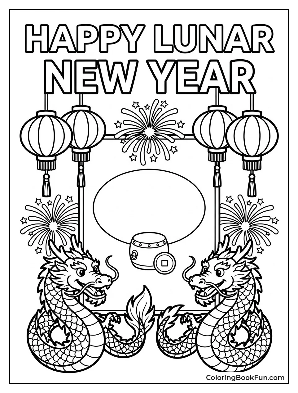 Festive Card Features Lanterns and Dragons