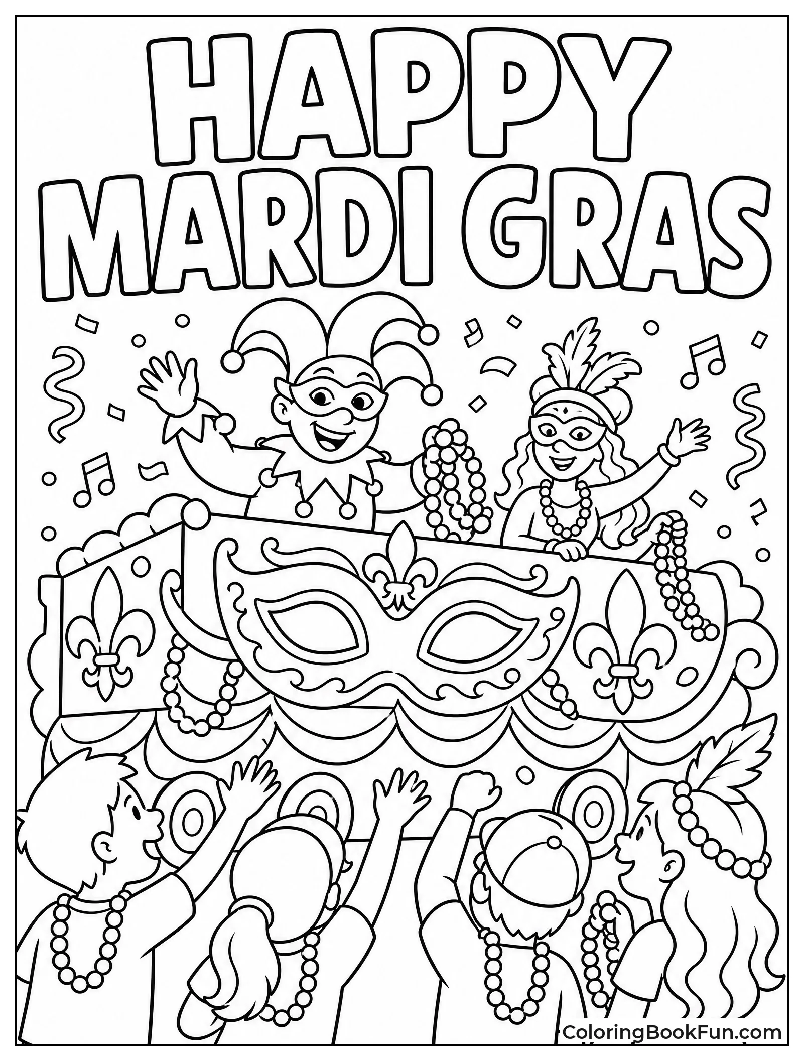 Colorful Parade with Floats and Beads