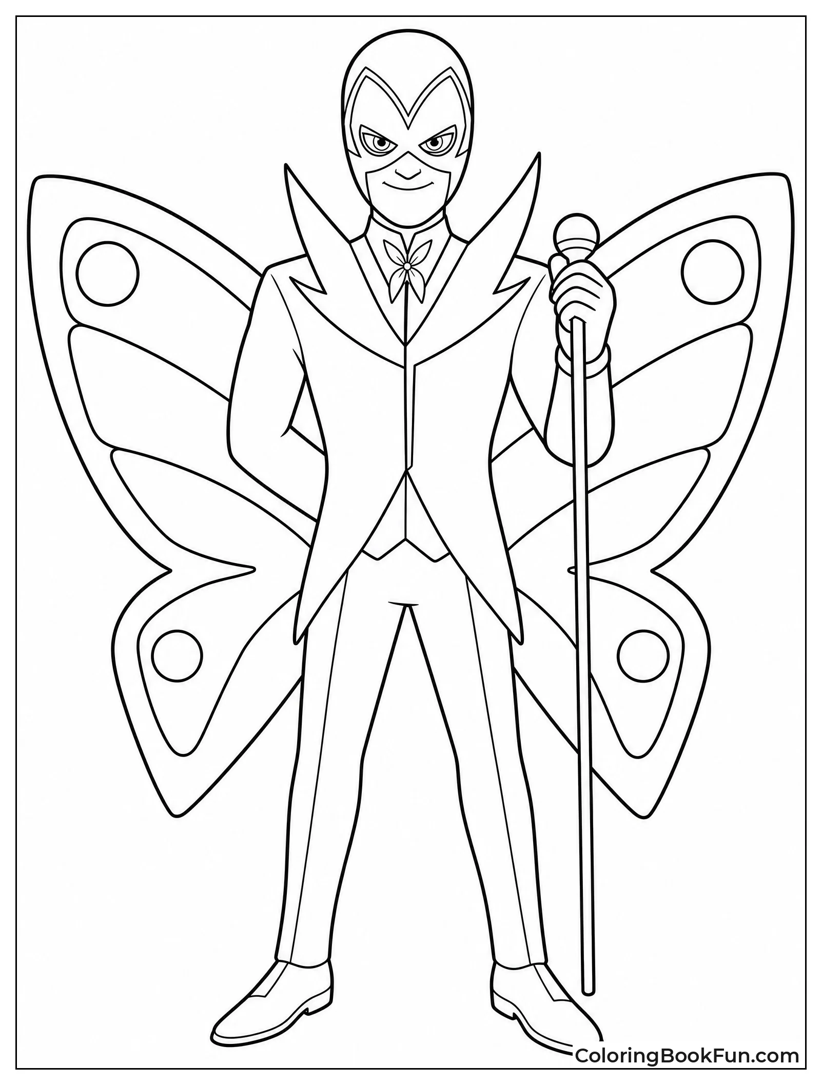 Hawk Moth Stands in Signature Costume