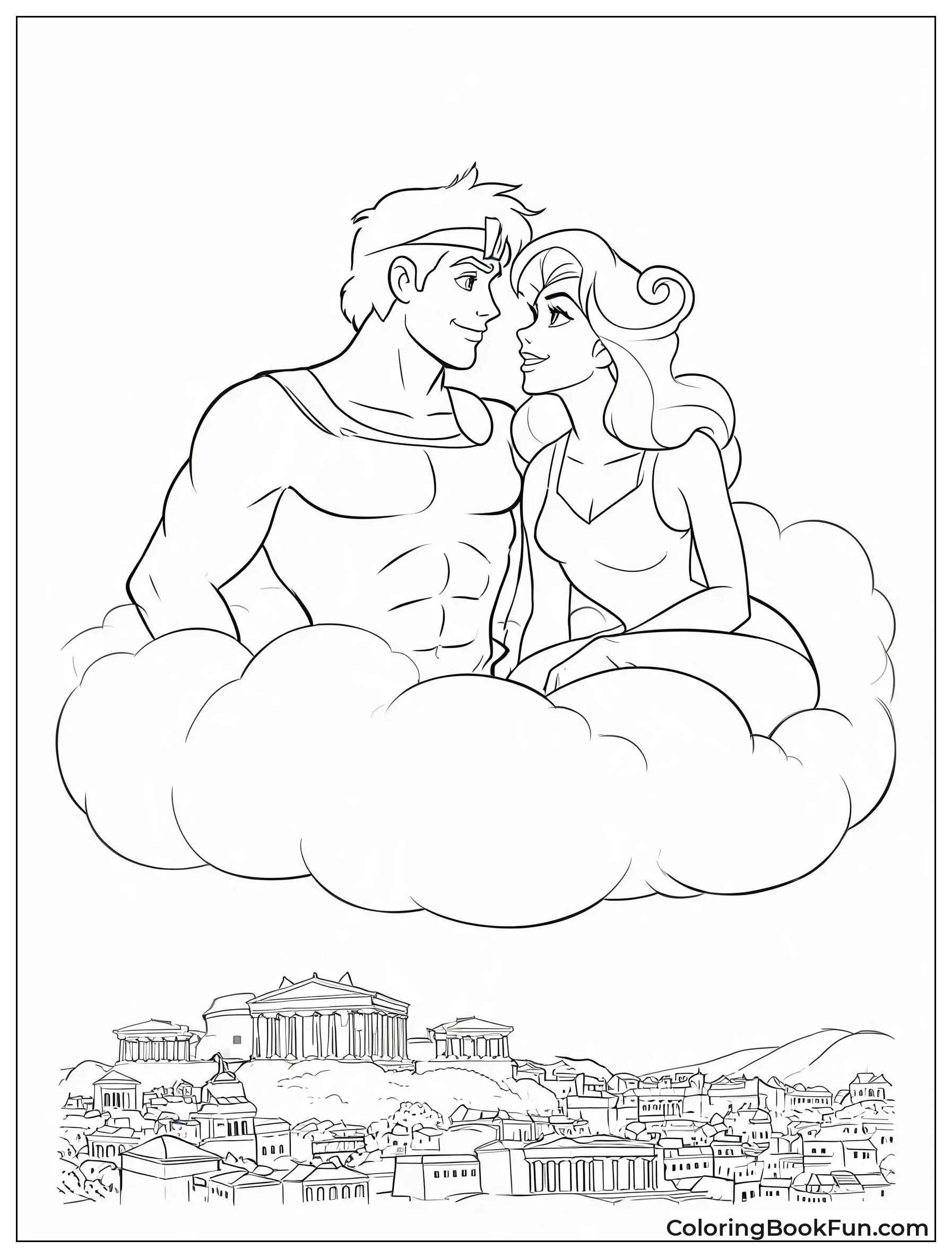 Hercules And Meg Embrace On Cloud