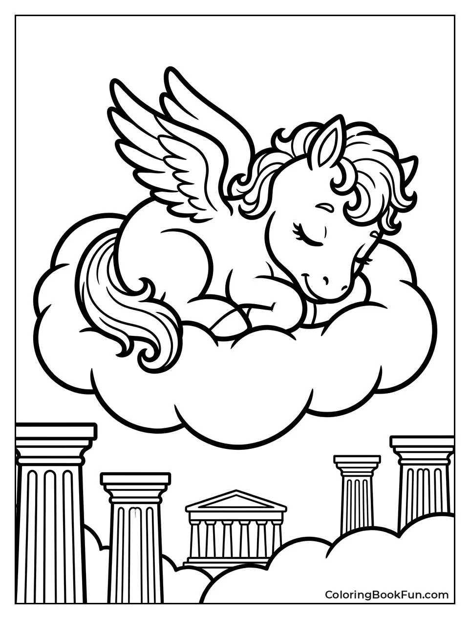 Baby Pegasus Naps On Cloud