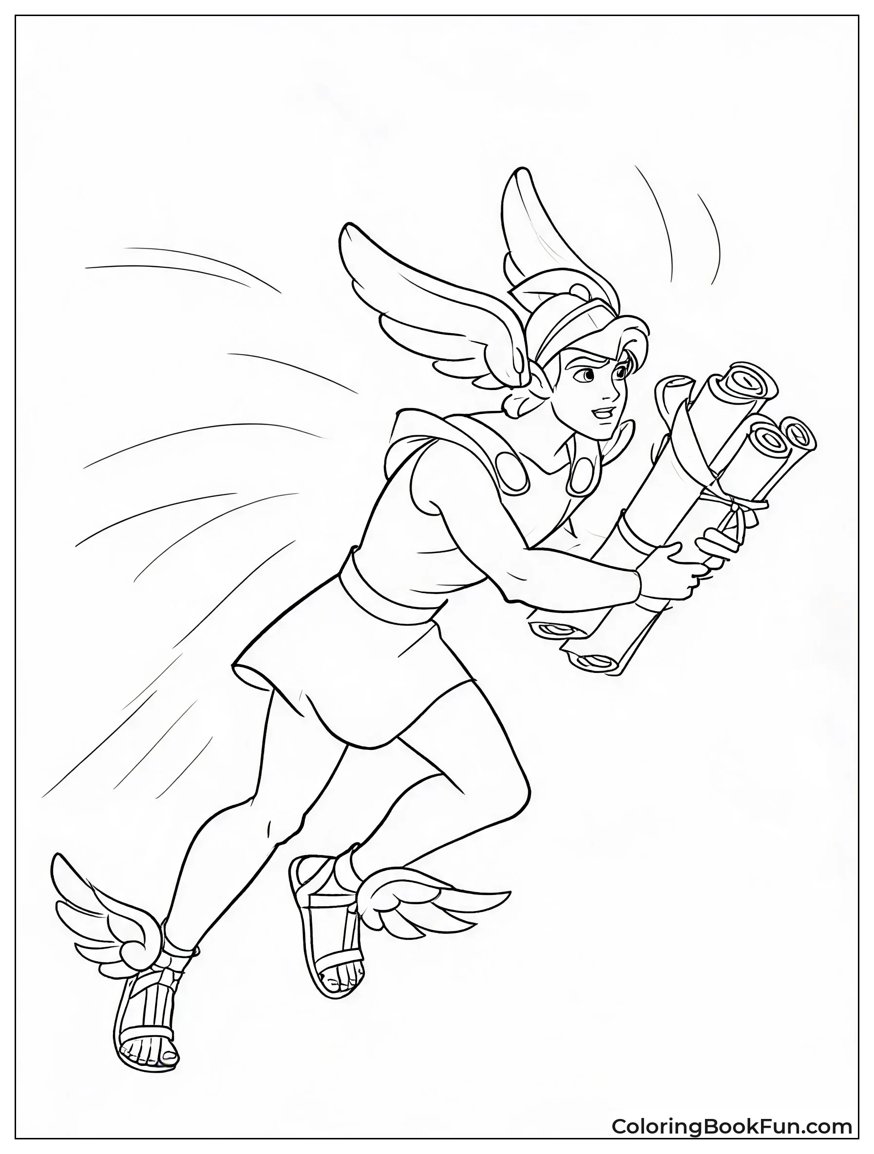 Hermes Flies With Scrolls