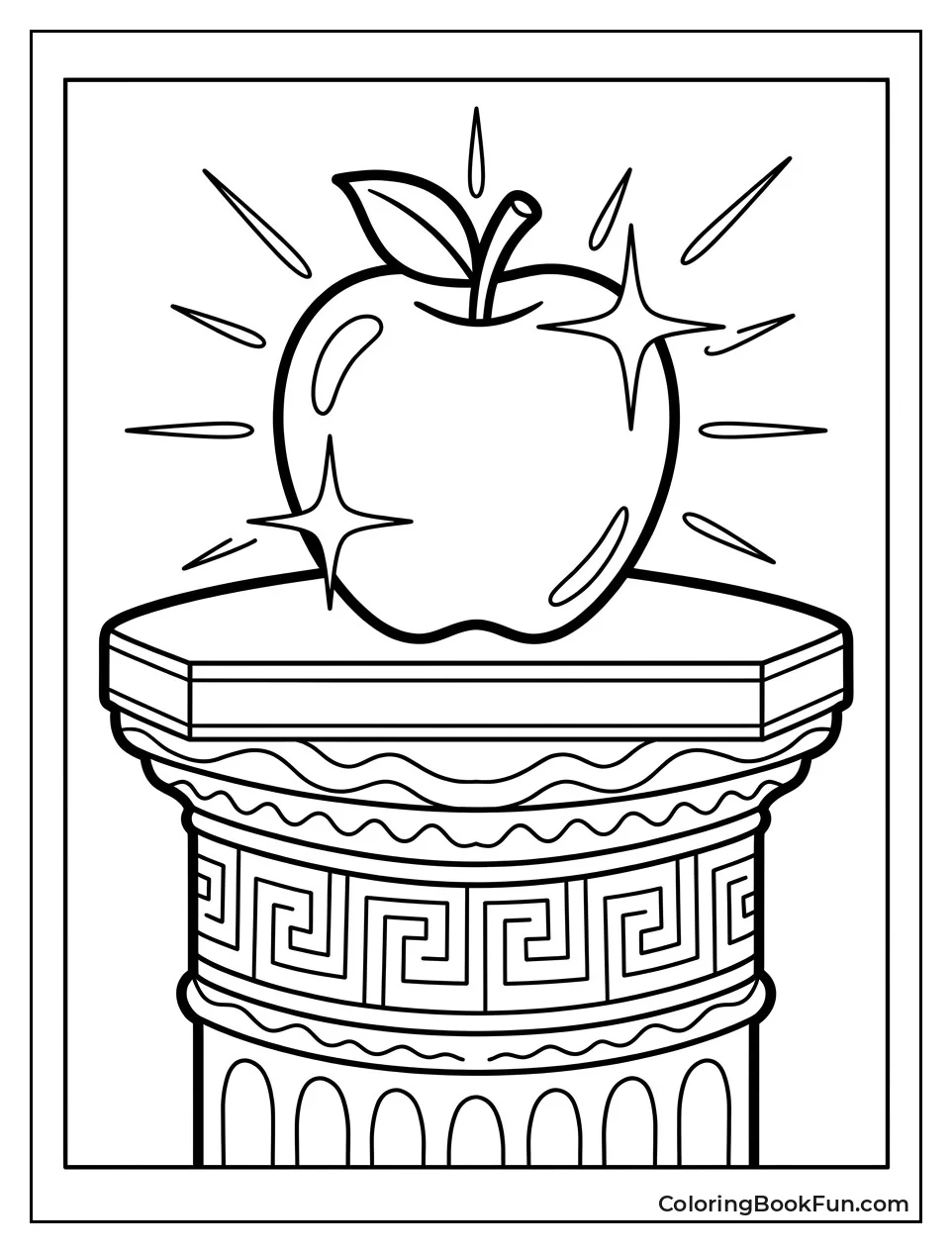 Golden Apple Sits On Pedestal