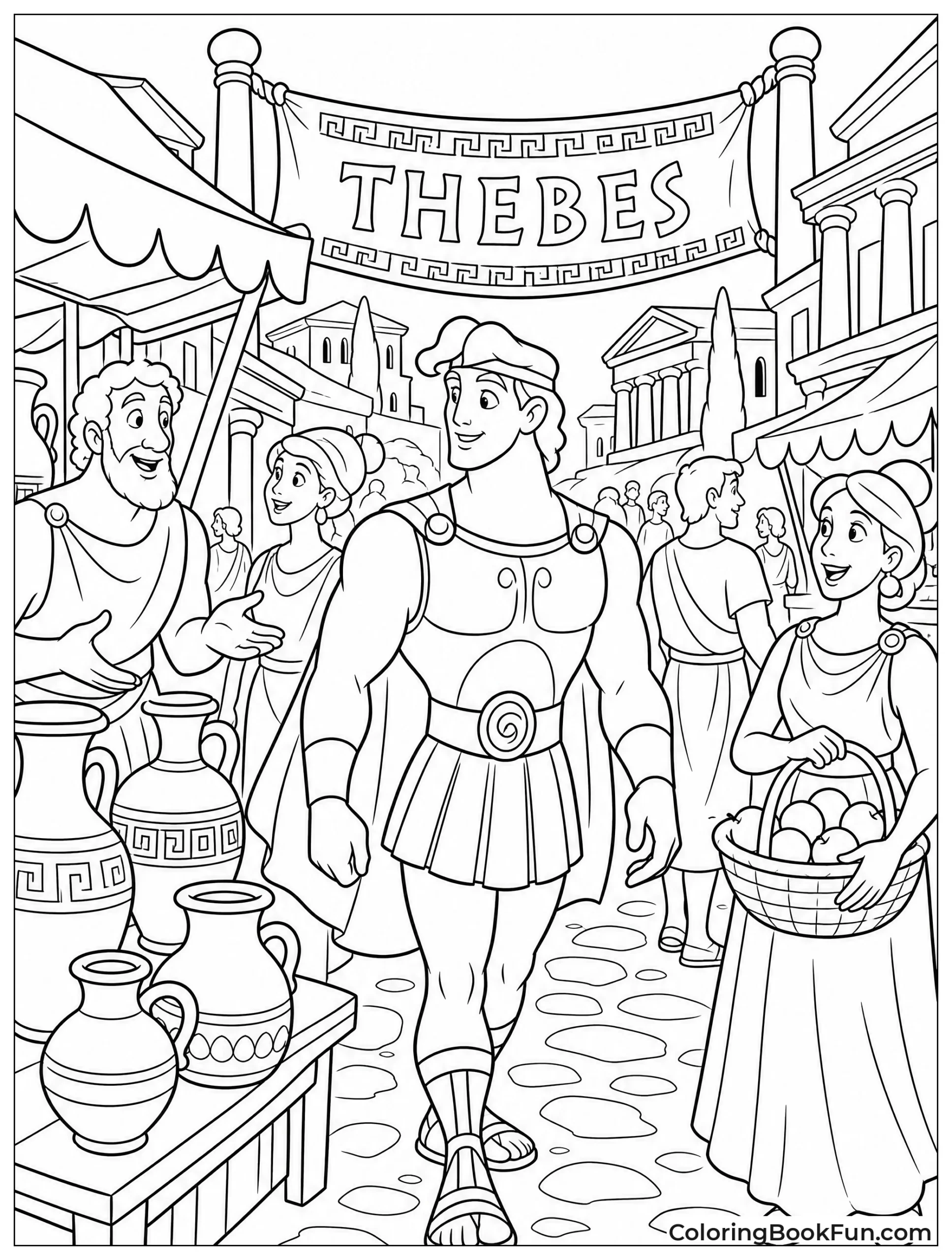 Busy Street In Thebes City
