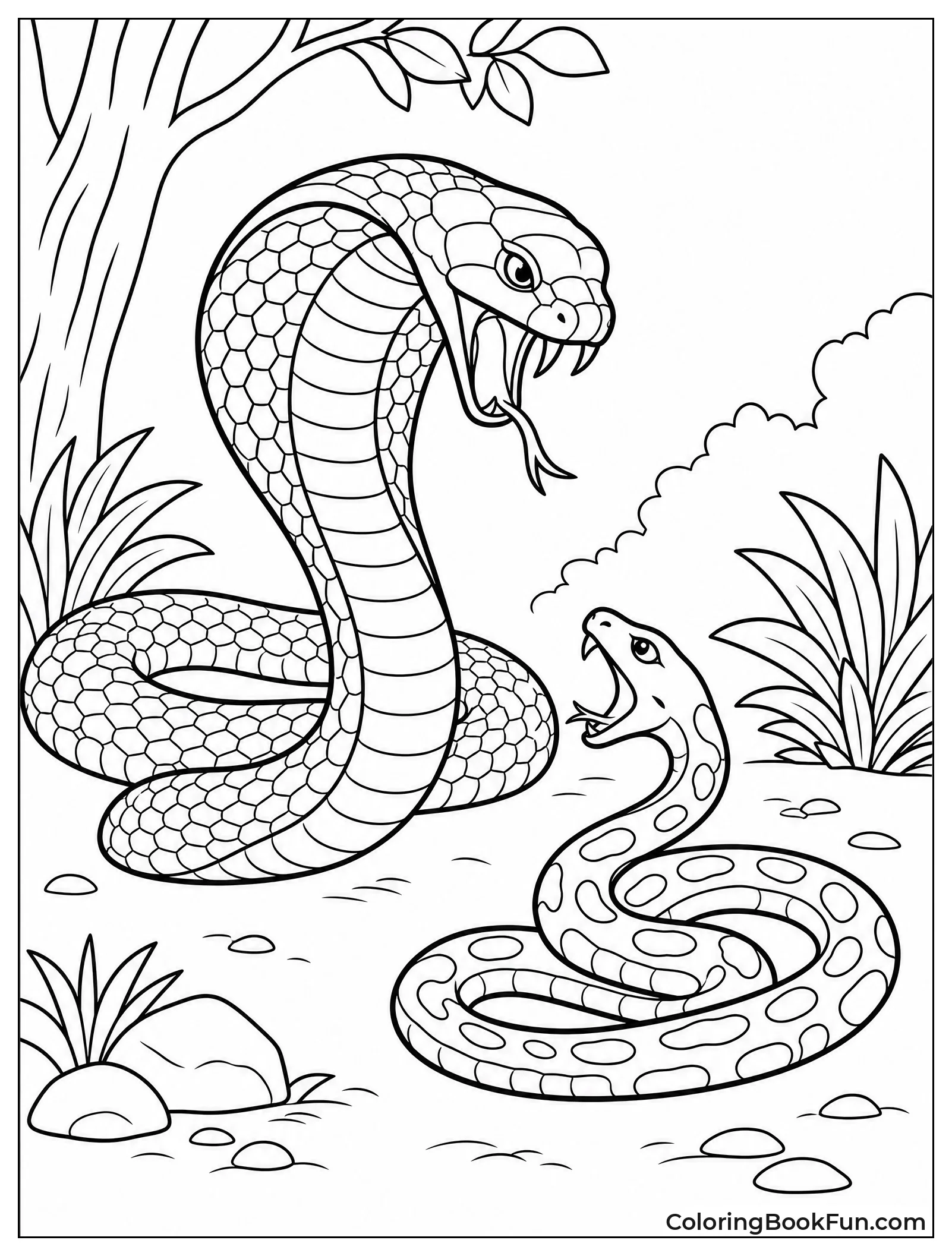 Cobra Striking at Smaller Snake
