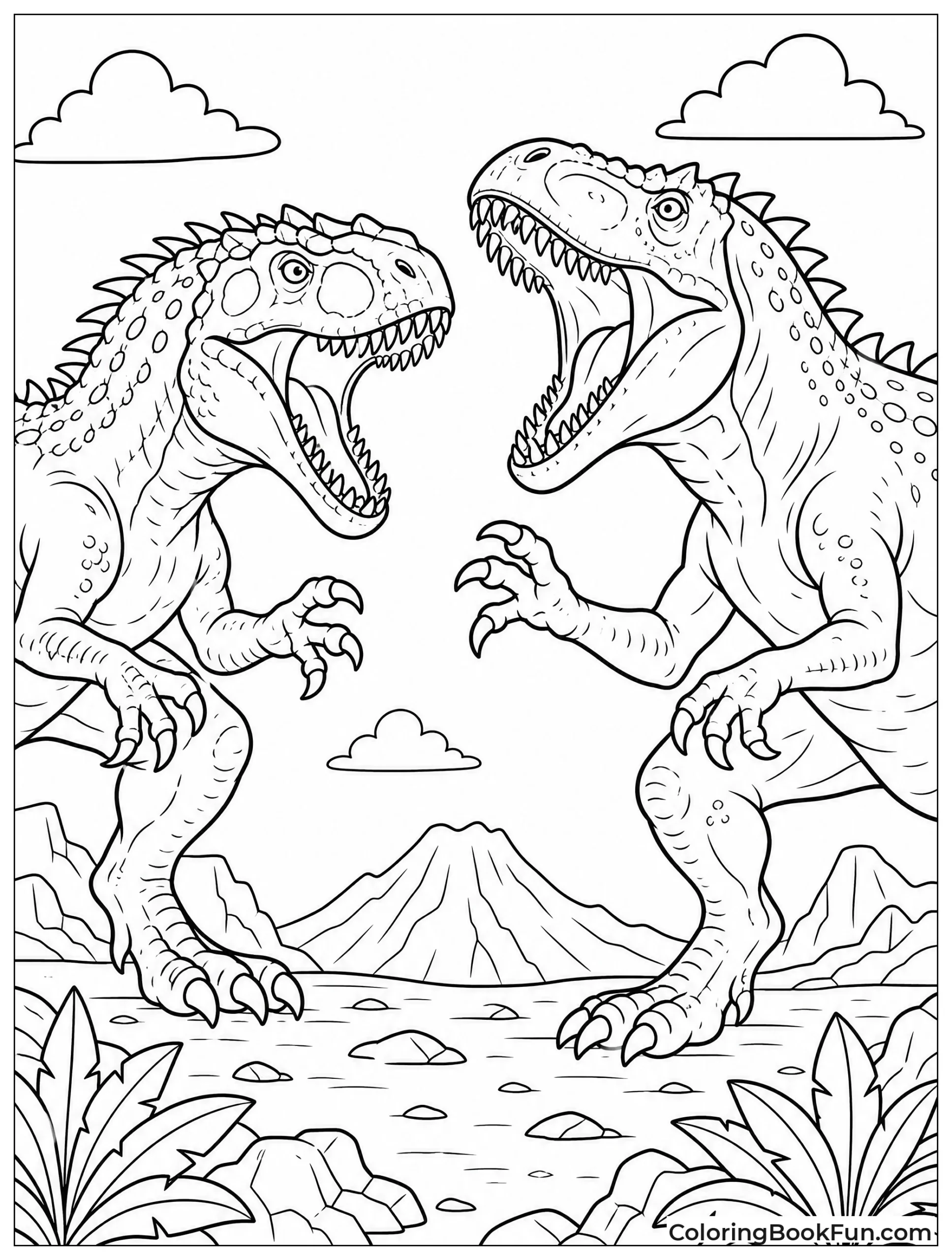 Indominus Rex Fighting Giganotosaurus