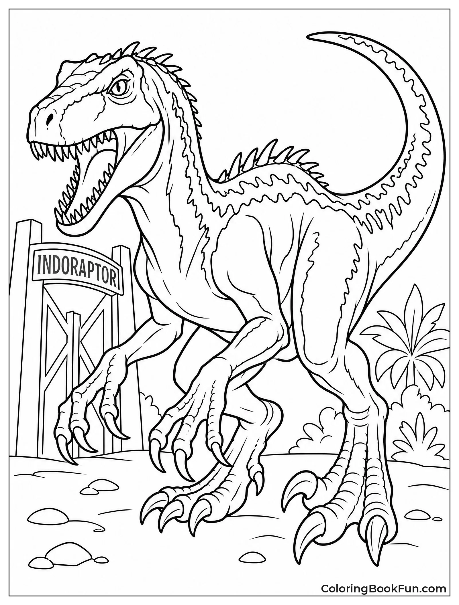 Indoraptor Showing Sharp Teeth and Stance