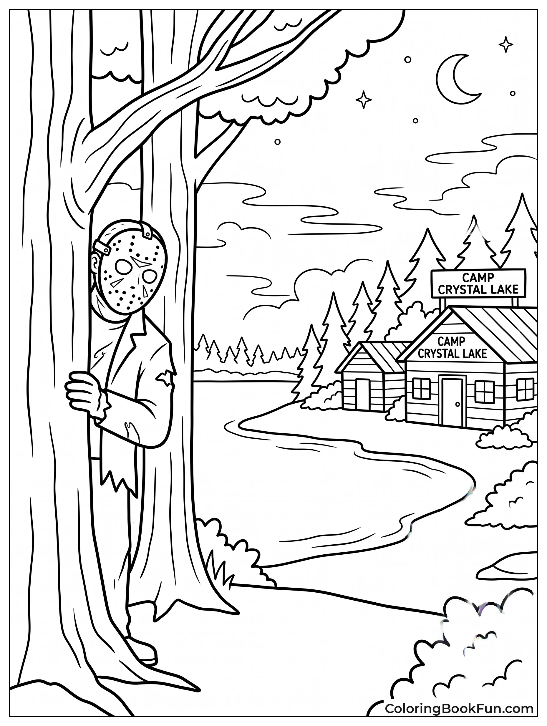 Jason Peeking at Camp Cabins
