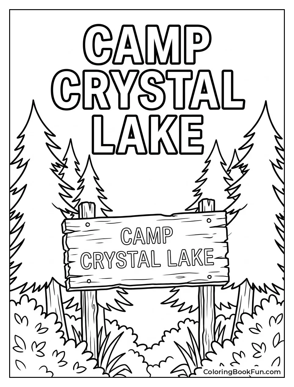 Camp Crystal Lake Wooden Sign