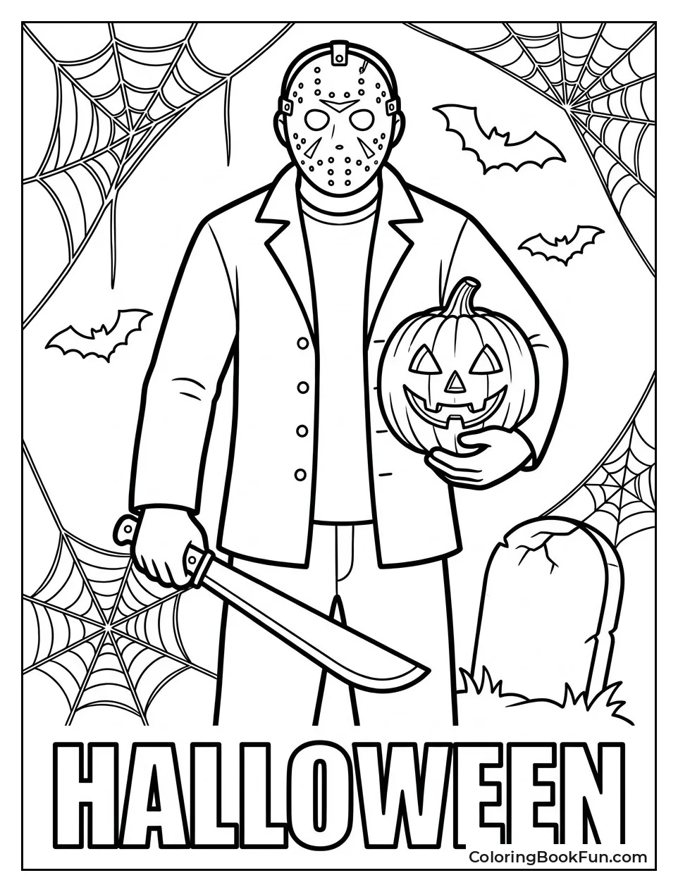 Jason Holding Pumpkin at Halloween