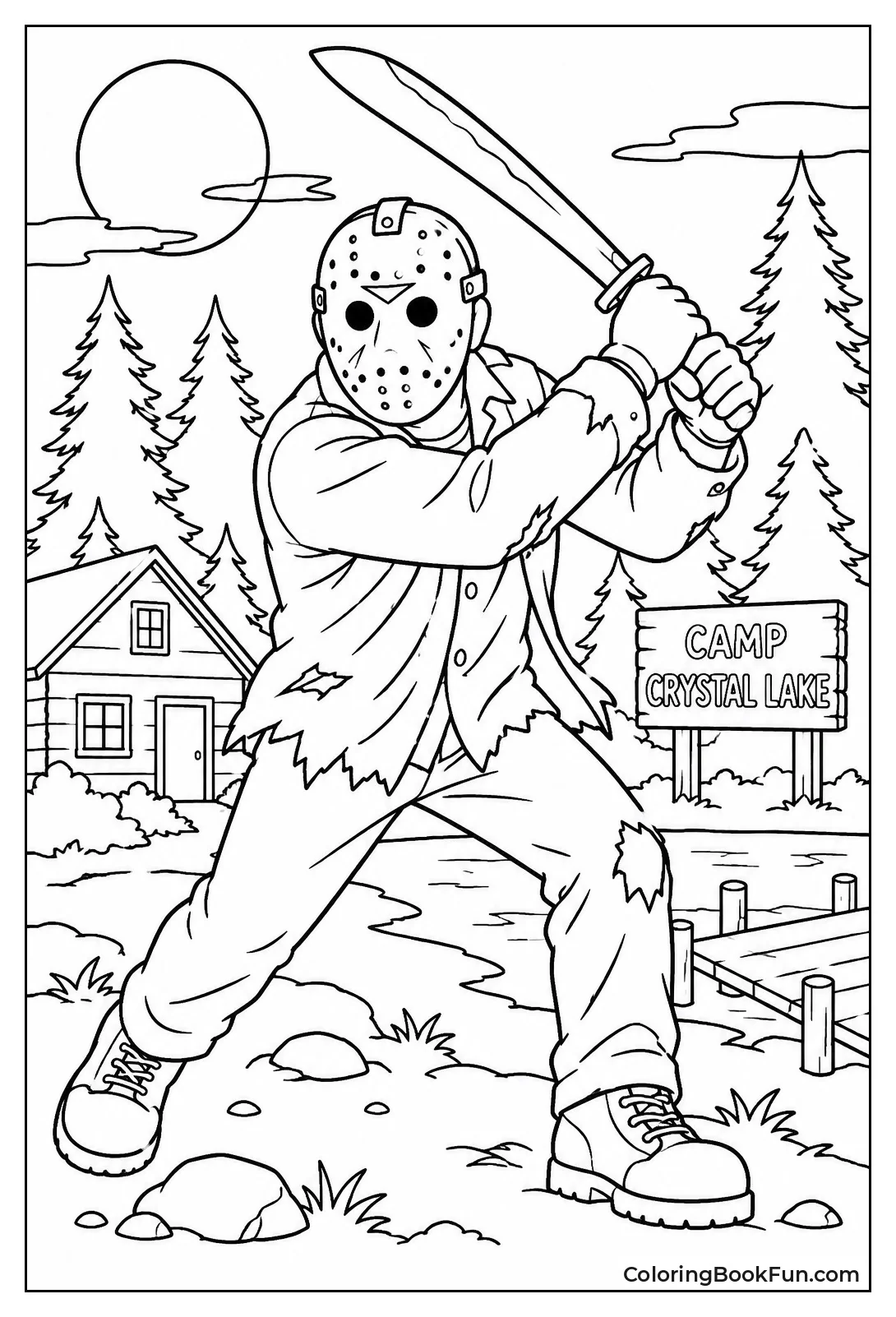 Jason Swinging Machete in Action