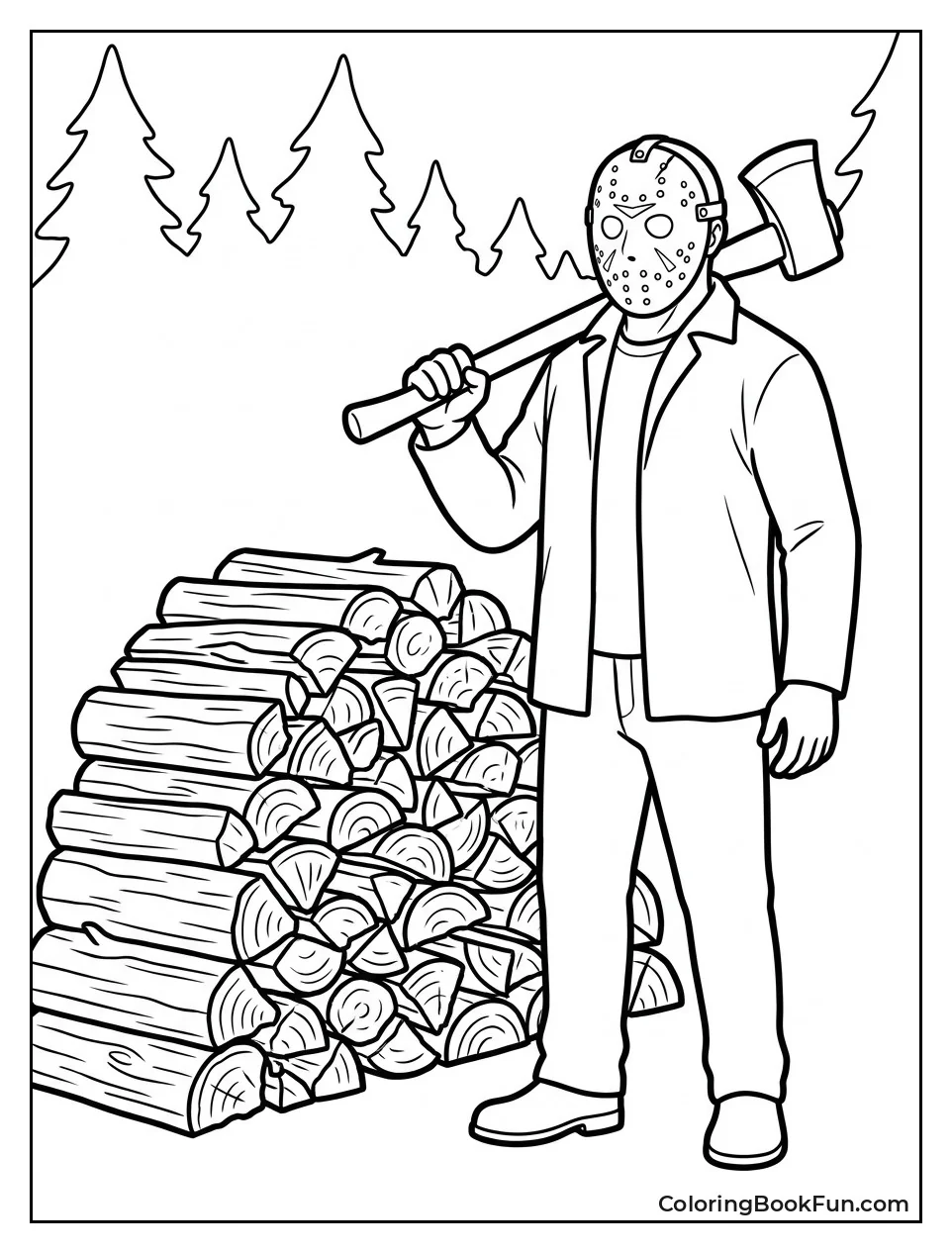 Jason Standing by Woodpile
