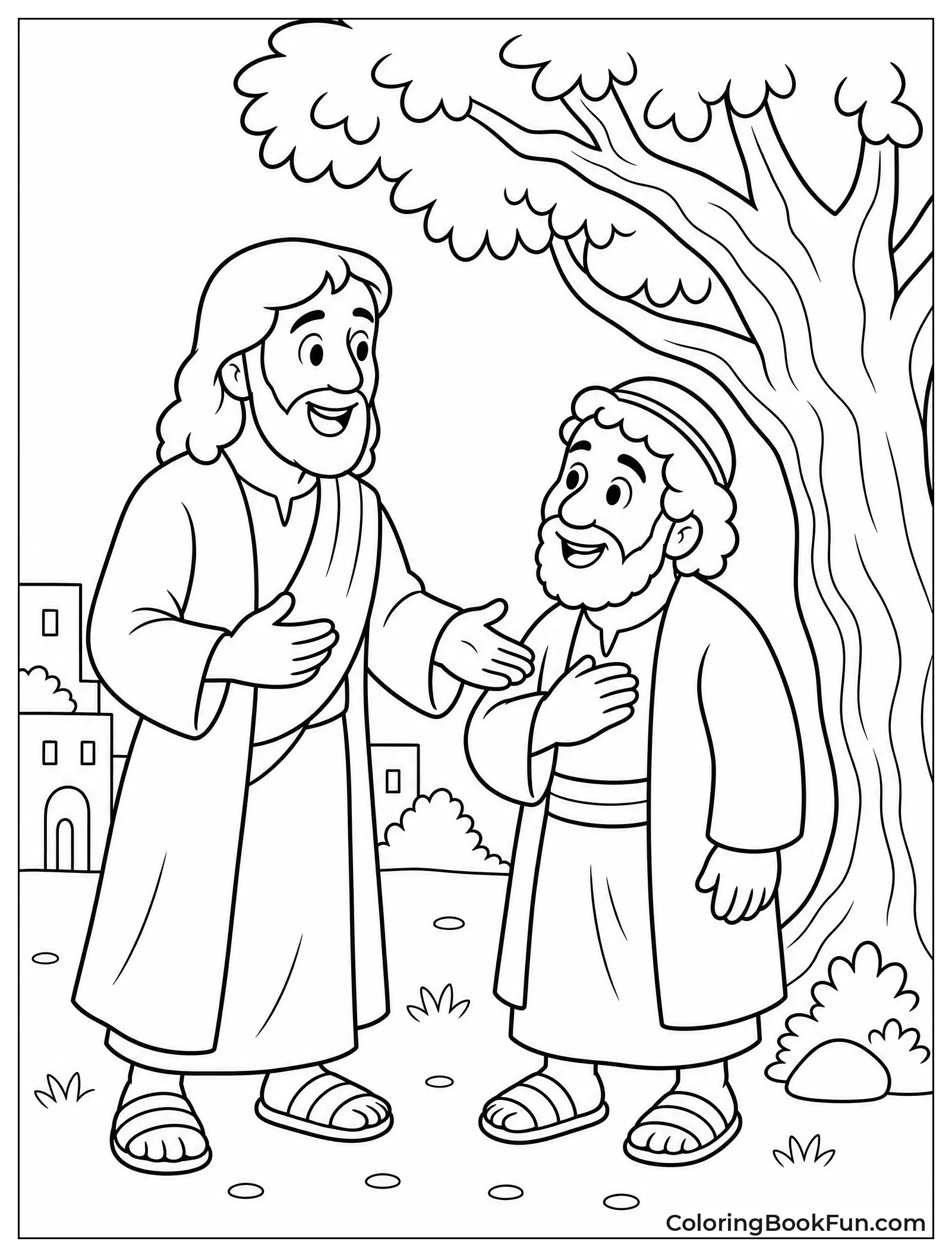 Jesus Talking with Zacchaeus by the Tree