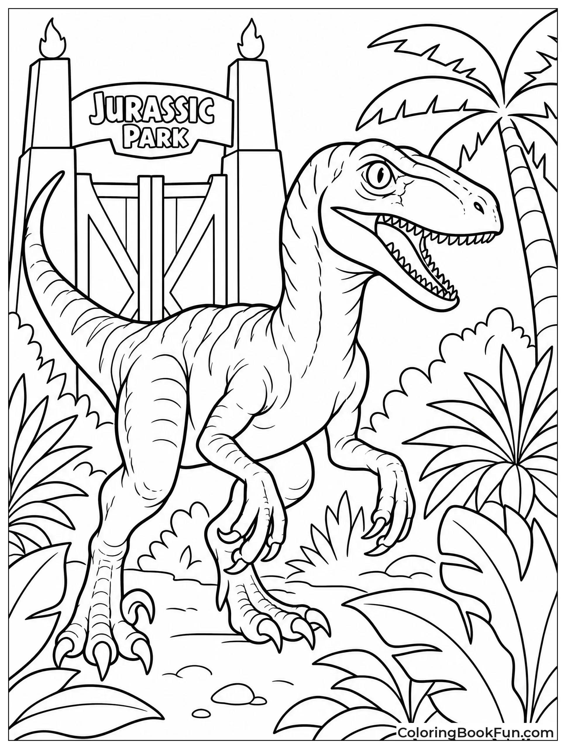 Velociraptor from Jurassic Park in Jungle