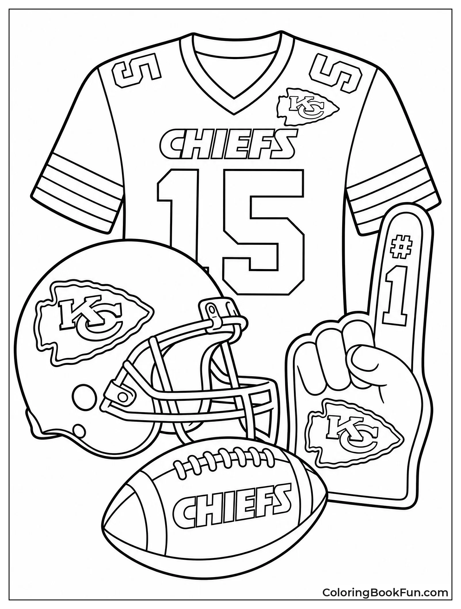 Football Helmet Jersey and Foam Finger