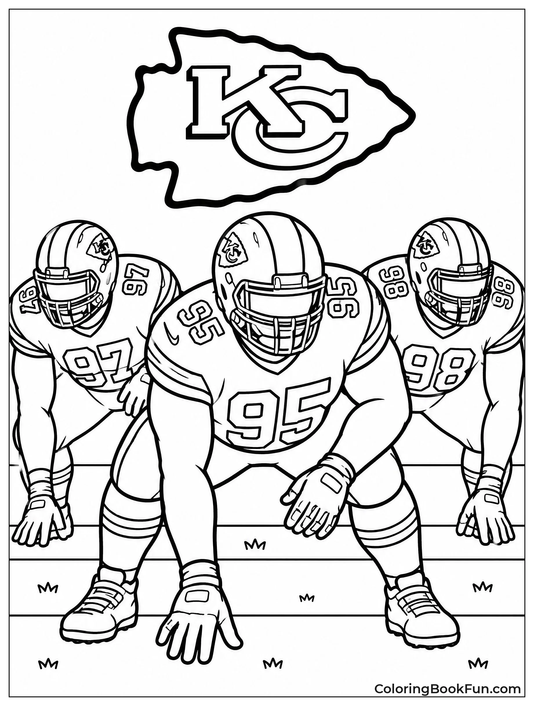 Defensive Linemen Crouch at Line