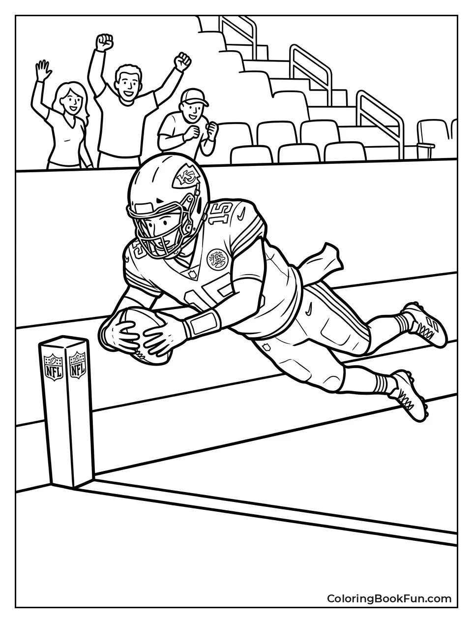 Player Dives Toward End Zone Pylon