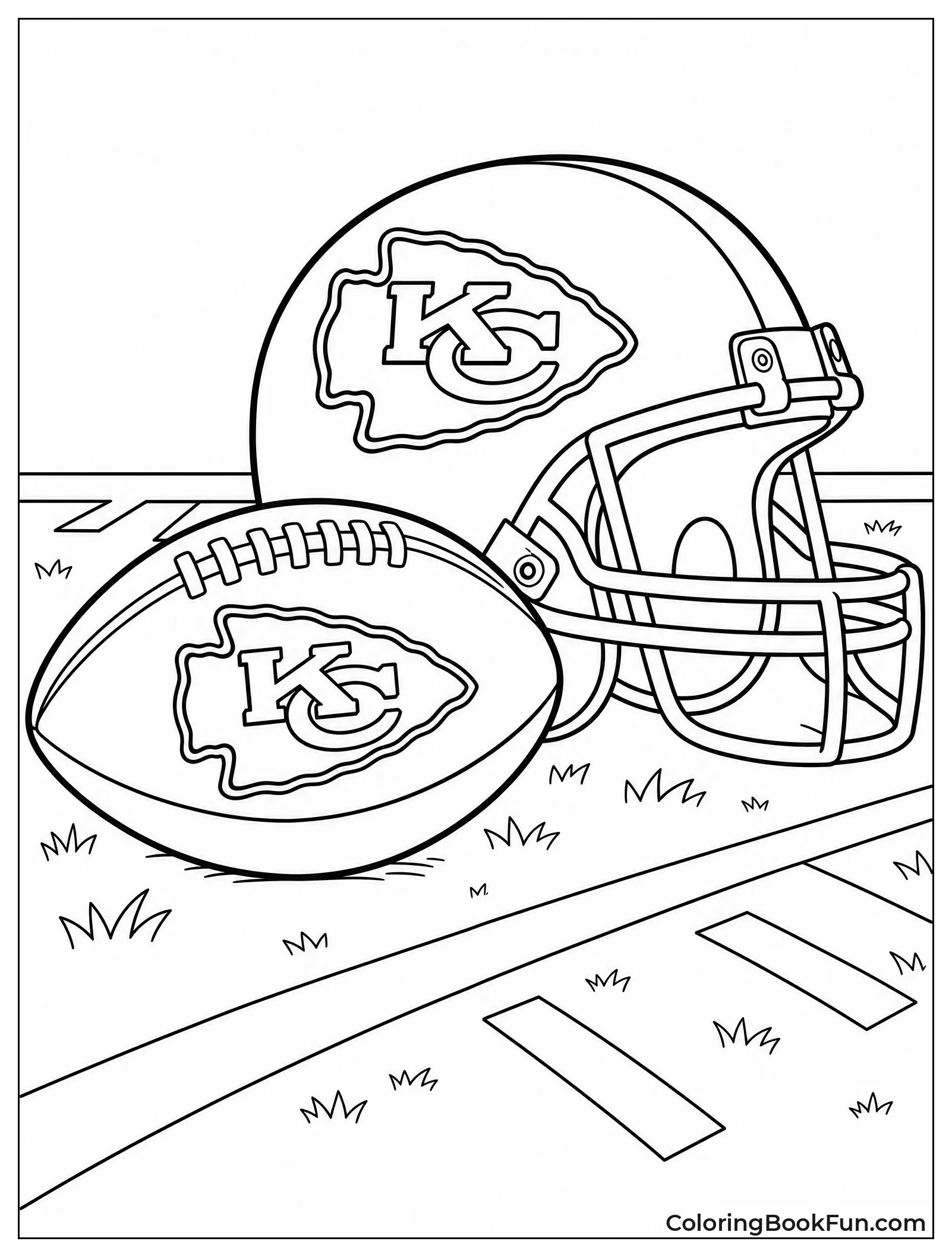 Football Next to Chiefs Helmet