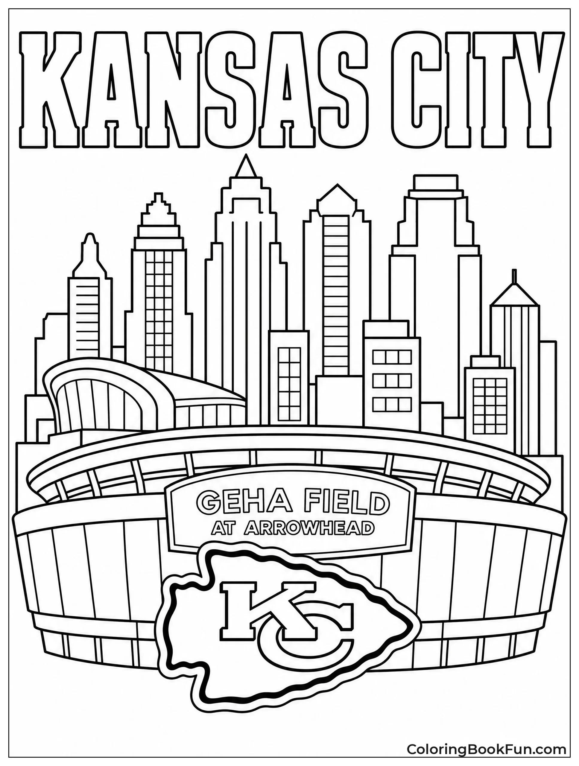 Stadium with Kansas City Skyline