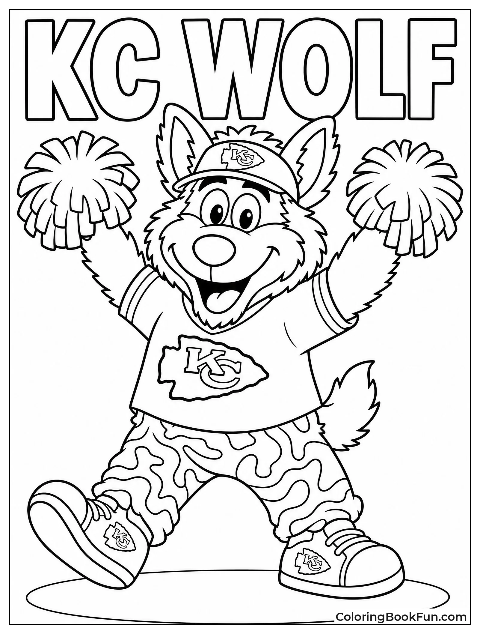 KC Wolf Cheers with Pom Poms