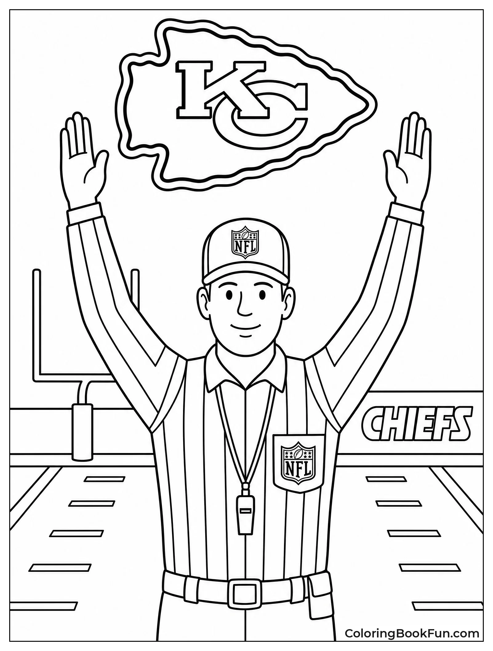 Referee Signals Touchdown with Arms Up