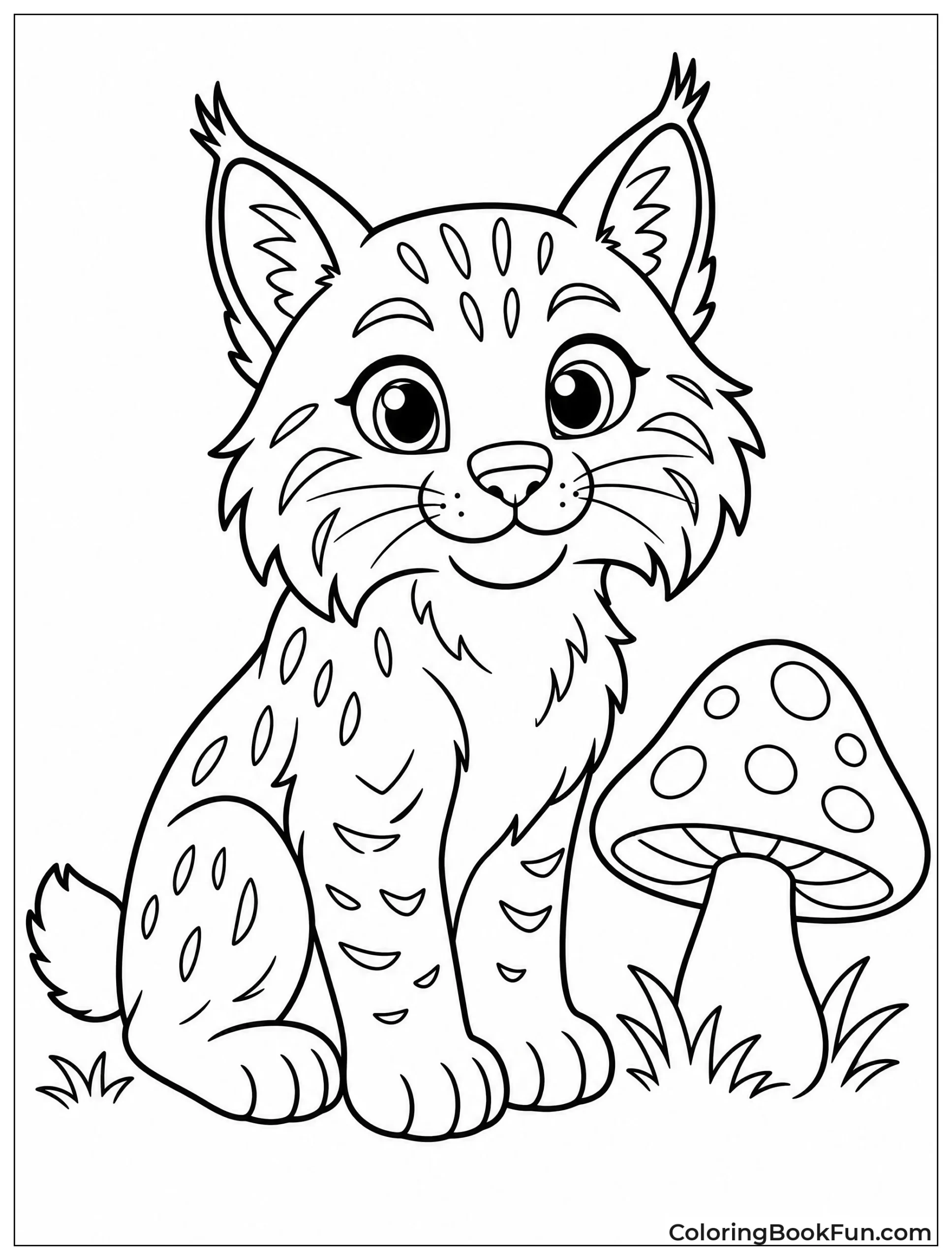 Cute Kawaii Bobcat by Mushroom