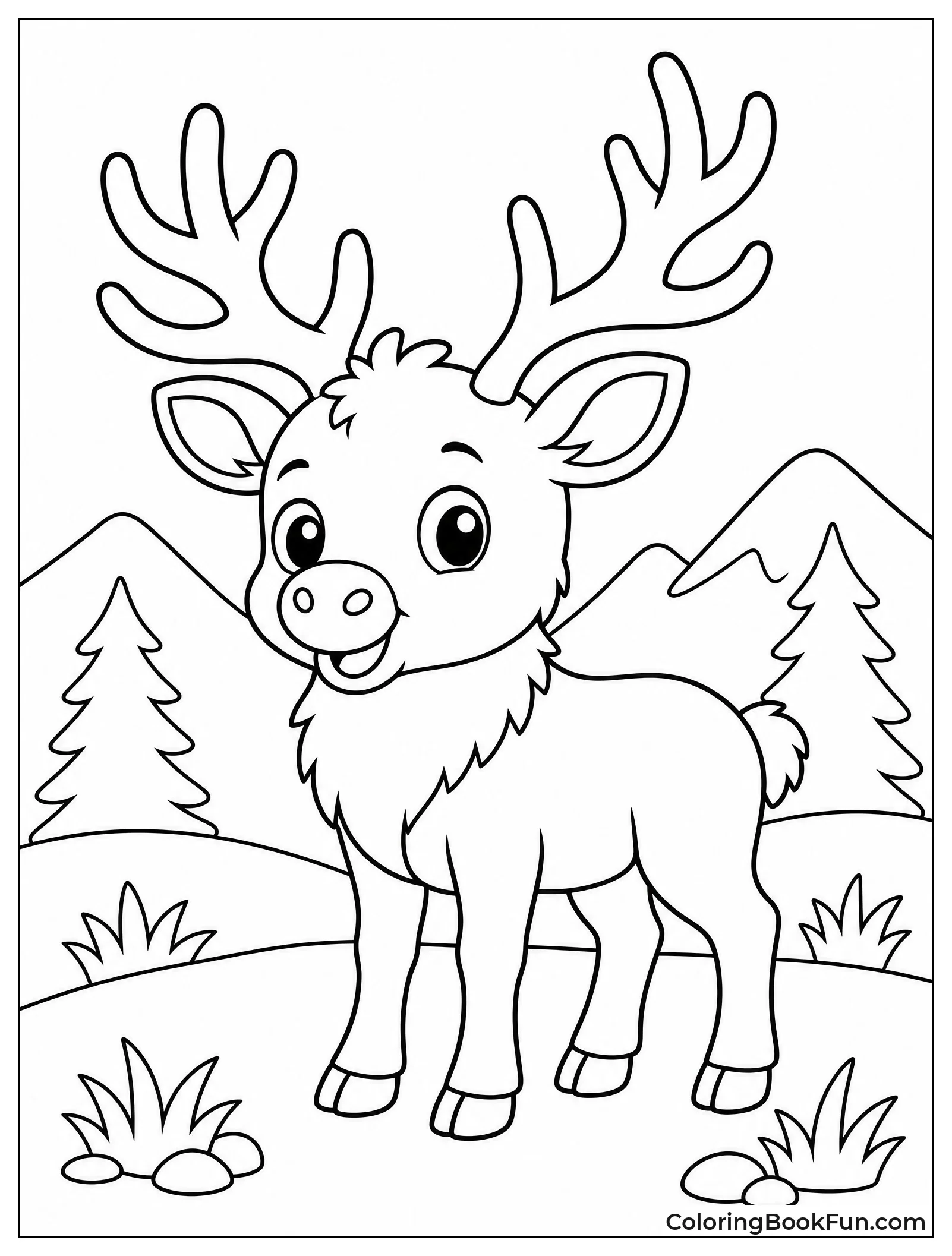 Kawaii Elk with Big Eyes