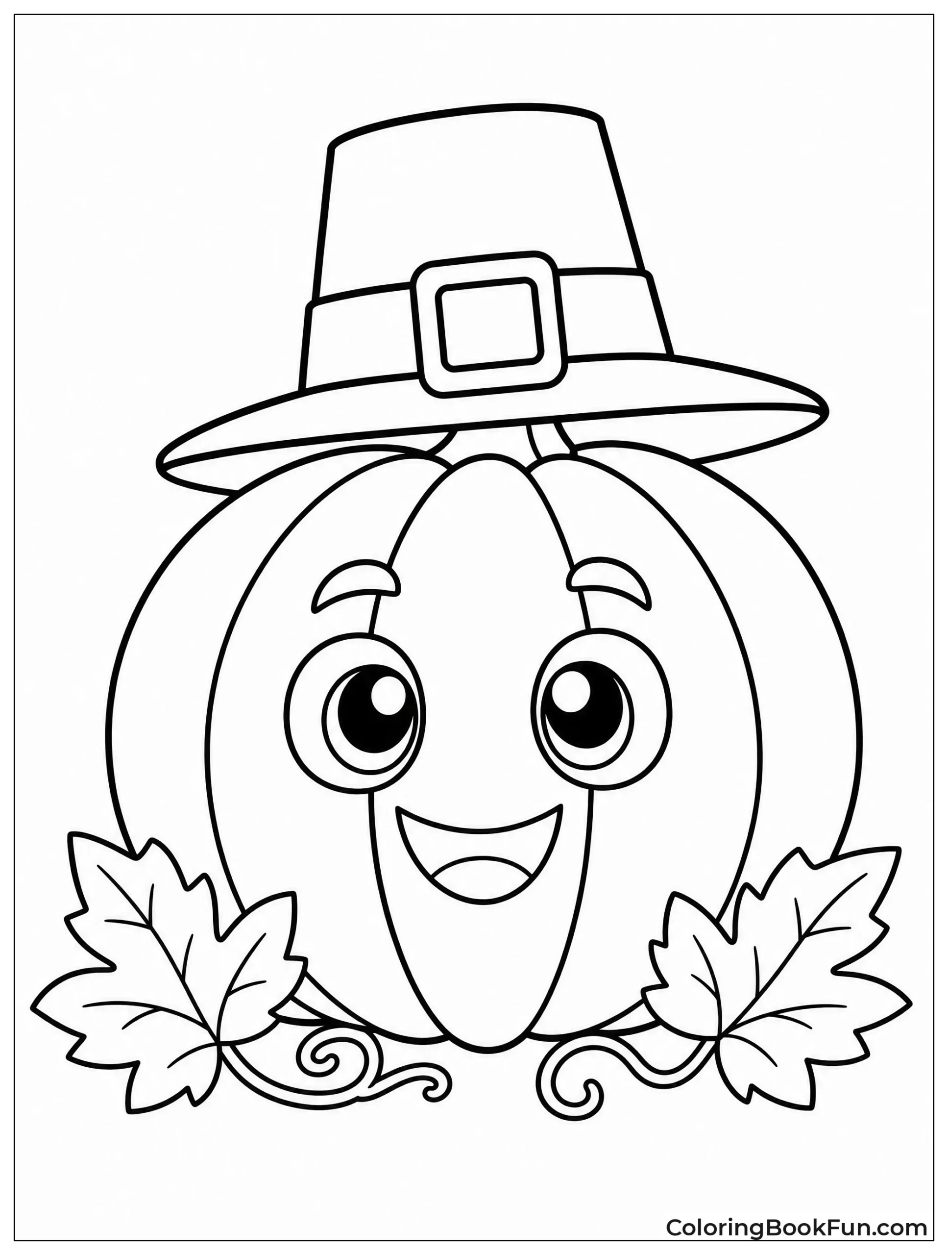 Cute Pumpkin Wearing Pilgrim Hat